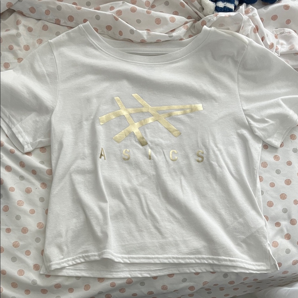 ASICS White T-Shirt with Gold Logo